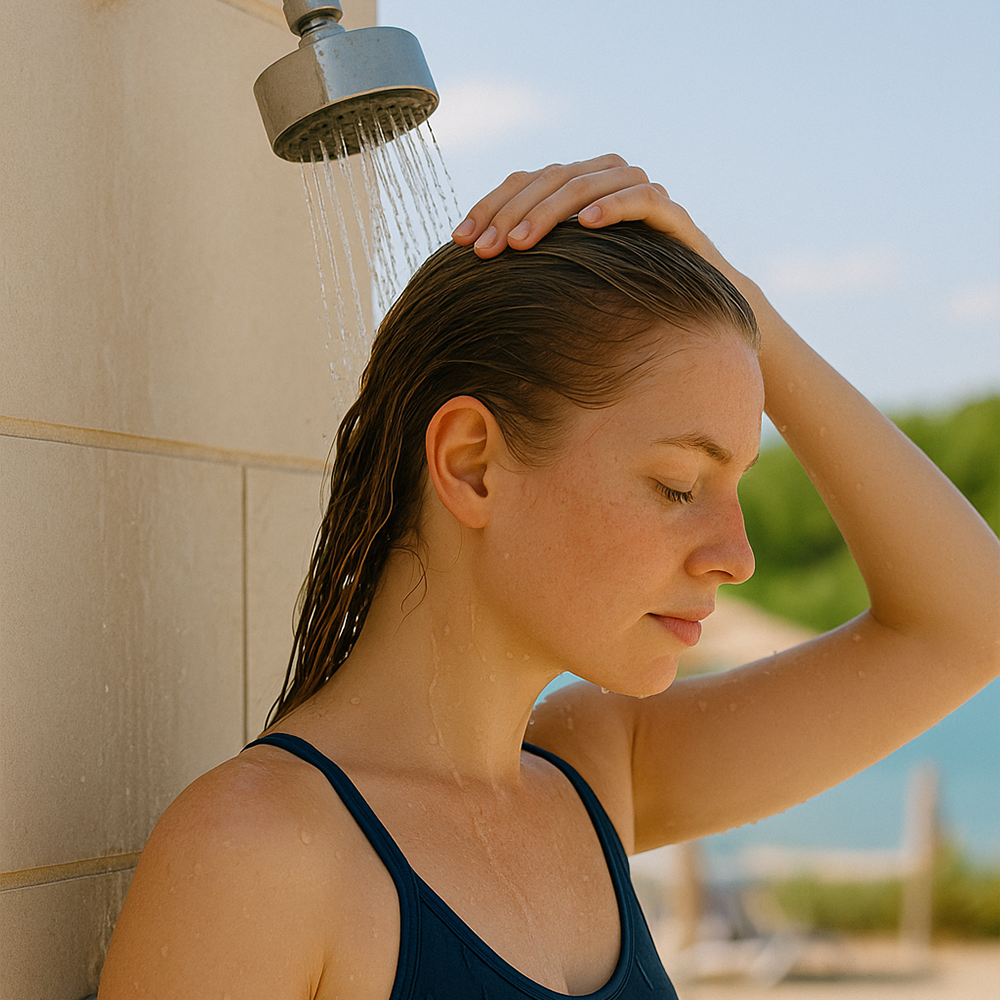 Risciacquare i capelli con acqua dolce dopo il bagno